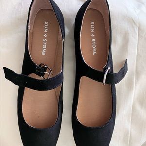SUN + STONE black Mary-Jane Flats. Size 8/12. New, never worn, with tags.